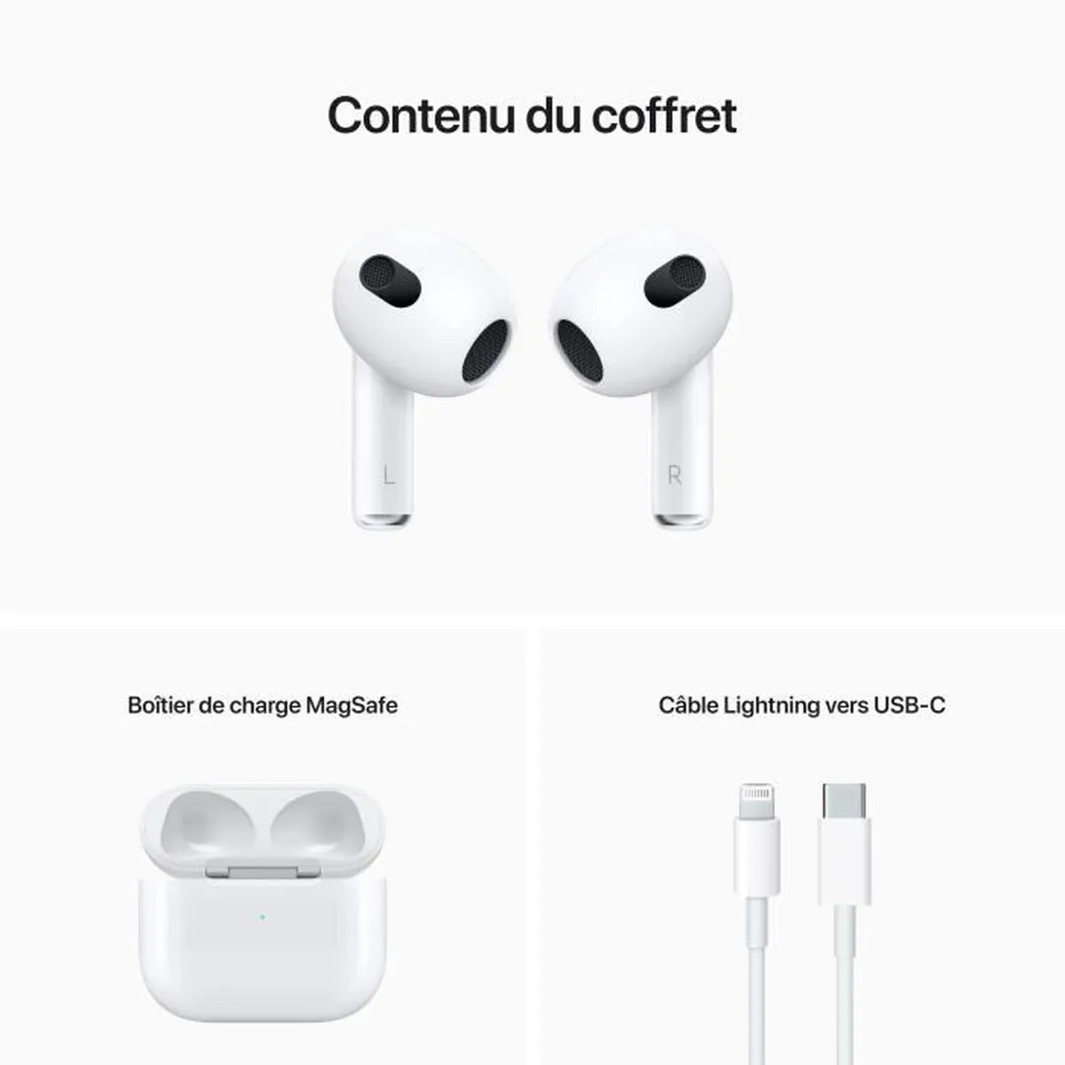 AirPods 3e génération + boitier de charge MagSafe